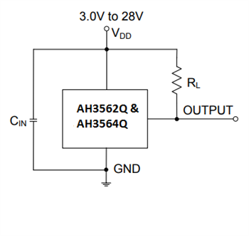 Application Circuit Diagram - Diodes Incorporated AH356xQ Automotive Hall Effect Switches